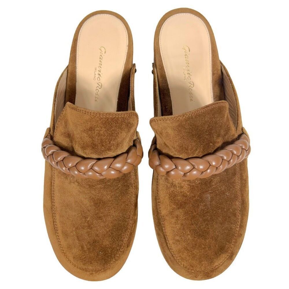 Gianvito Rossi Suede Napa Braided Detail Platform Loafer Clogs Size 40 US 10 - Picture 2 of 8